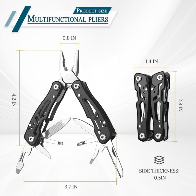 Samest MINI Multitool Pliers, Birthday Christmas Gifts for Men Boyfriend Dad Husband Women, Pocket Knife 14-In-1, Rugged and Practical Portable Computer and Bike Gadgets, Black Camping and Survival Tools - Image 2